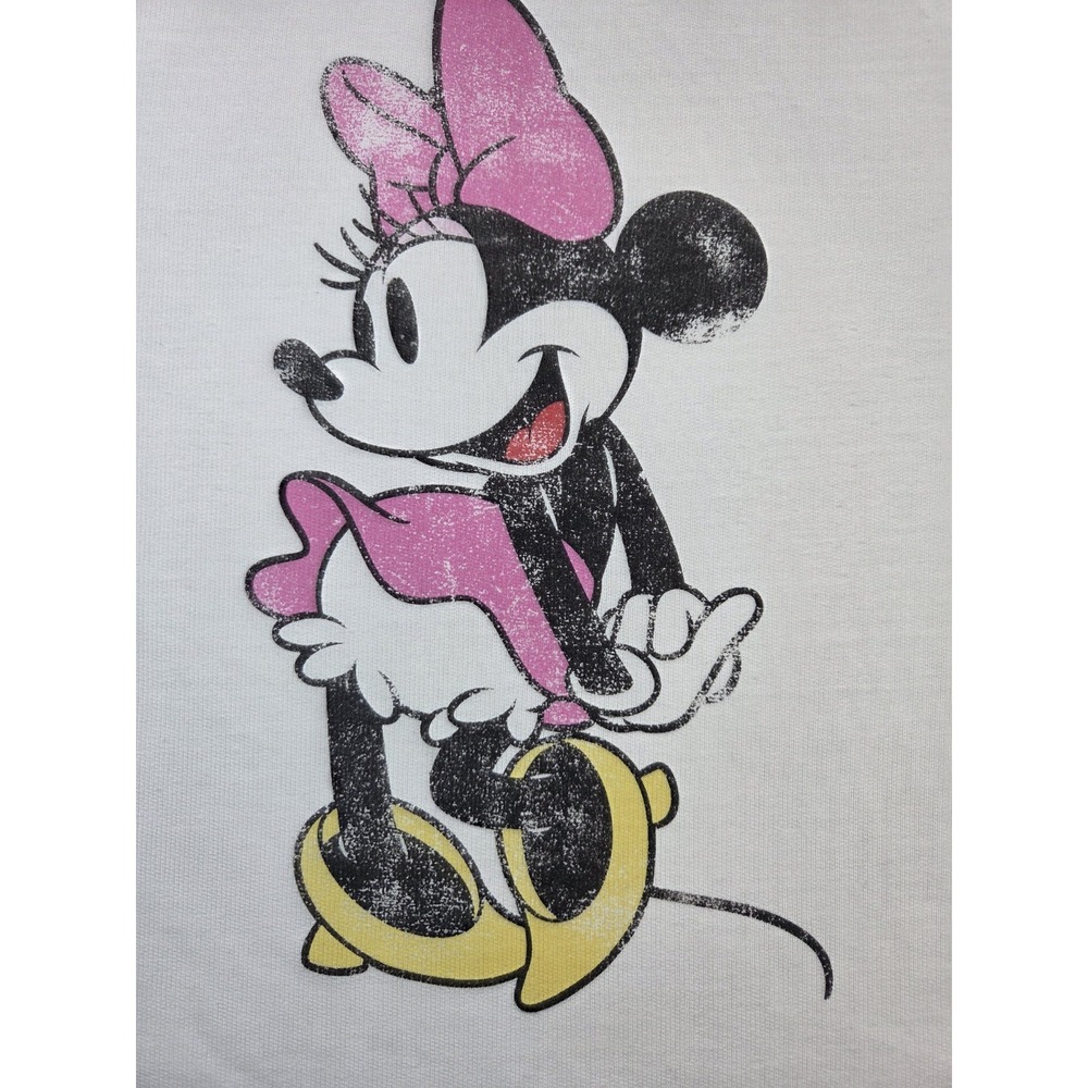 Disney Minnie Mouse Graphic Sweatshirt Womens Large Pink Raglan Crewneck... - Picture 2 of 8